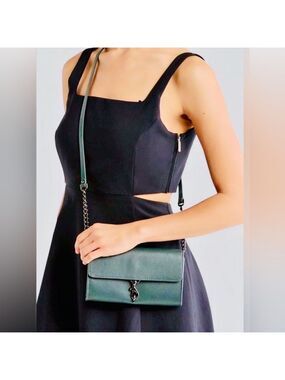 Rebecca Minkoff Megan Wallet on a Chain-Moss green-New